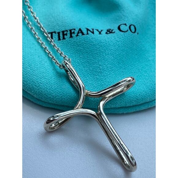 Tiffany & Co Elsa Peretti Infinity Cross Pendant Necklace-18" - Picture 2 of 9